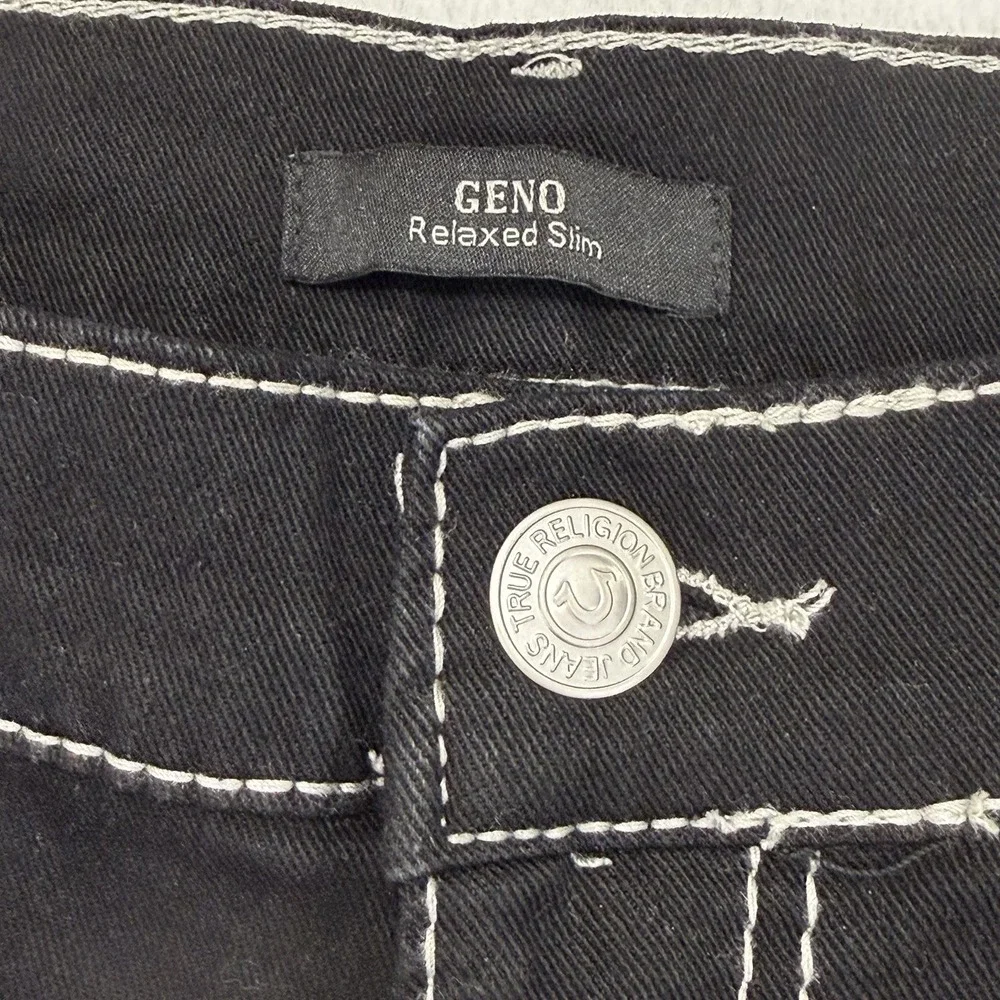 True Religion Jeans Mens 36x32 Geno Relaxed Slim Black Rinse NWT Retail $204